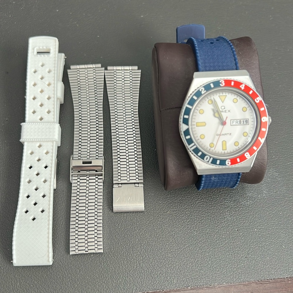Timex Q 38mm Retro Pepsicolor Bezel Watch with Accessories